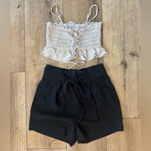 Crop top/black dress shorts outfit bundle